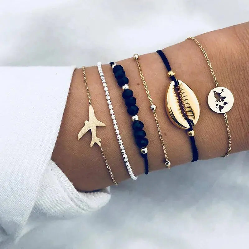 5-piece Bohemian Stack Bracelet Set