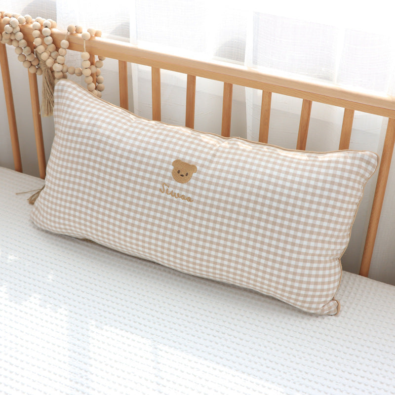 Korean Cotton Bear Embroidery Headboard Pillow