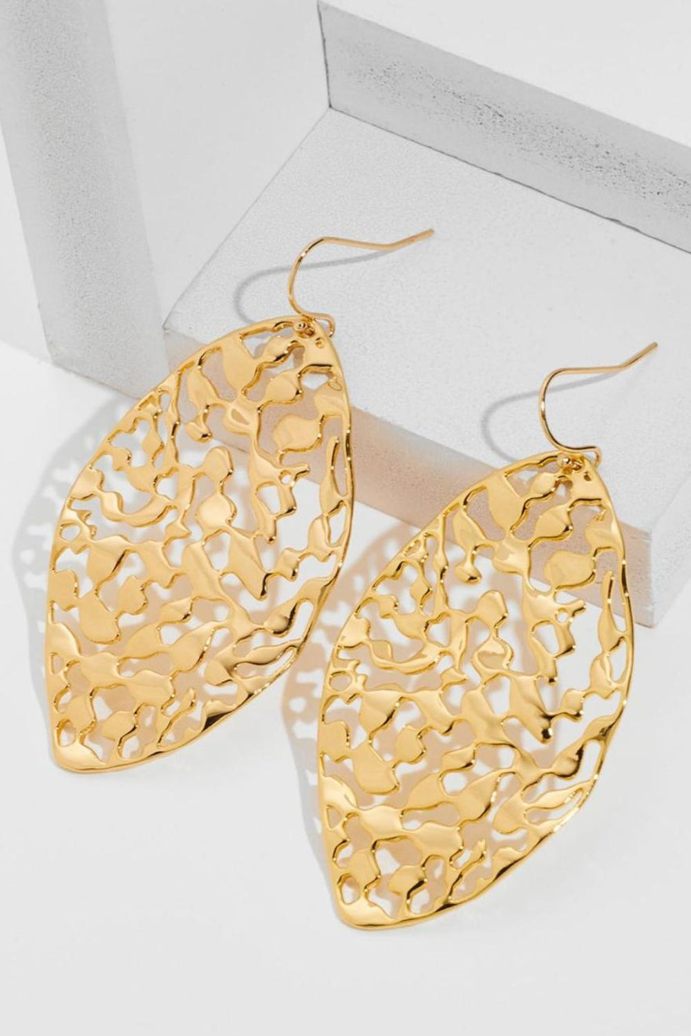 KayBee & Company Brass Cutout Leaf Shape Earrings