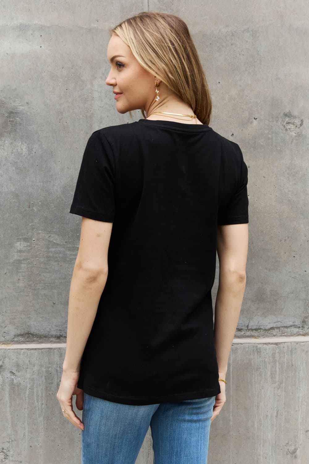 Simply Love Skull with Butterfly Graphic Cotton T-Shirt