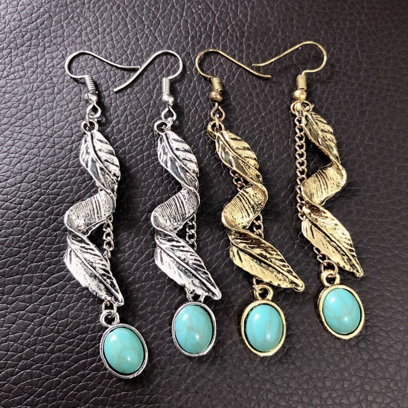 KayBee & Company Leaf Turquoise Earrings