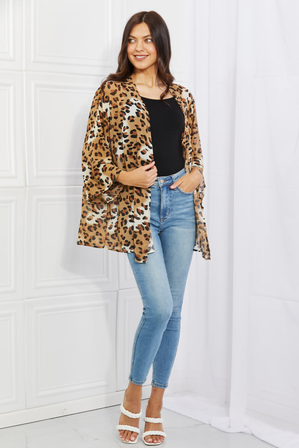Melody Wild Muse Animal Print Kimono in Camel