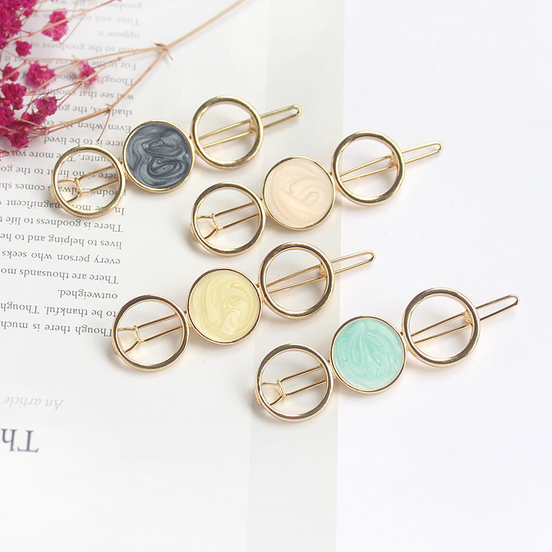 Unique Metal Colorful Round Hair Pin