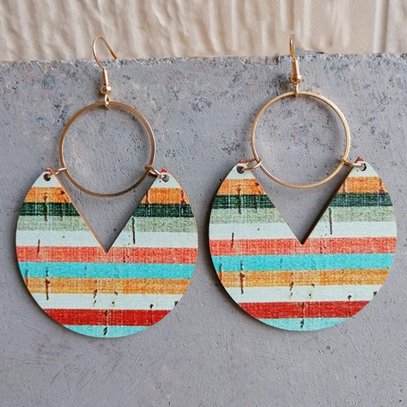 Pac-Man Shape Wooden Dangle Earrings