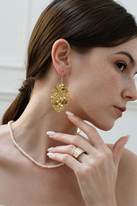 KayBee & Company Brass Cutout Leaf Shape Earrings