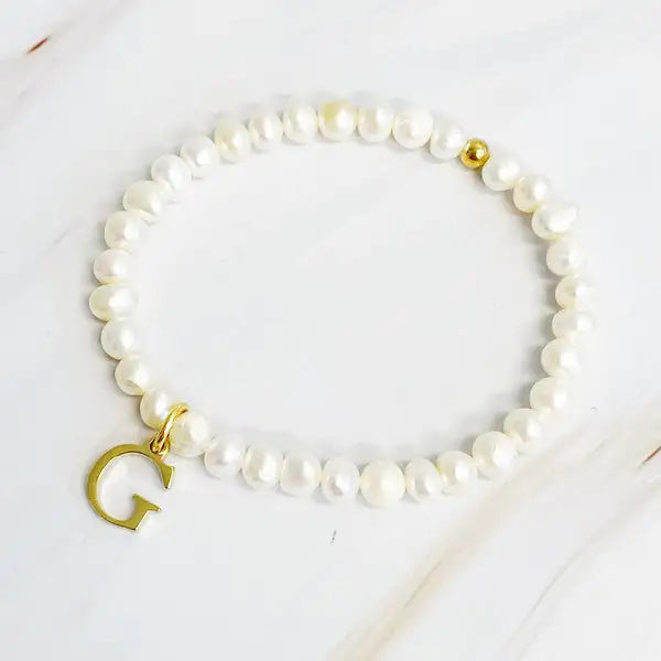 Radiant Freshwater Pearl Initial Charm Bracelet