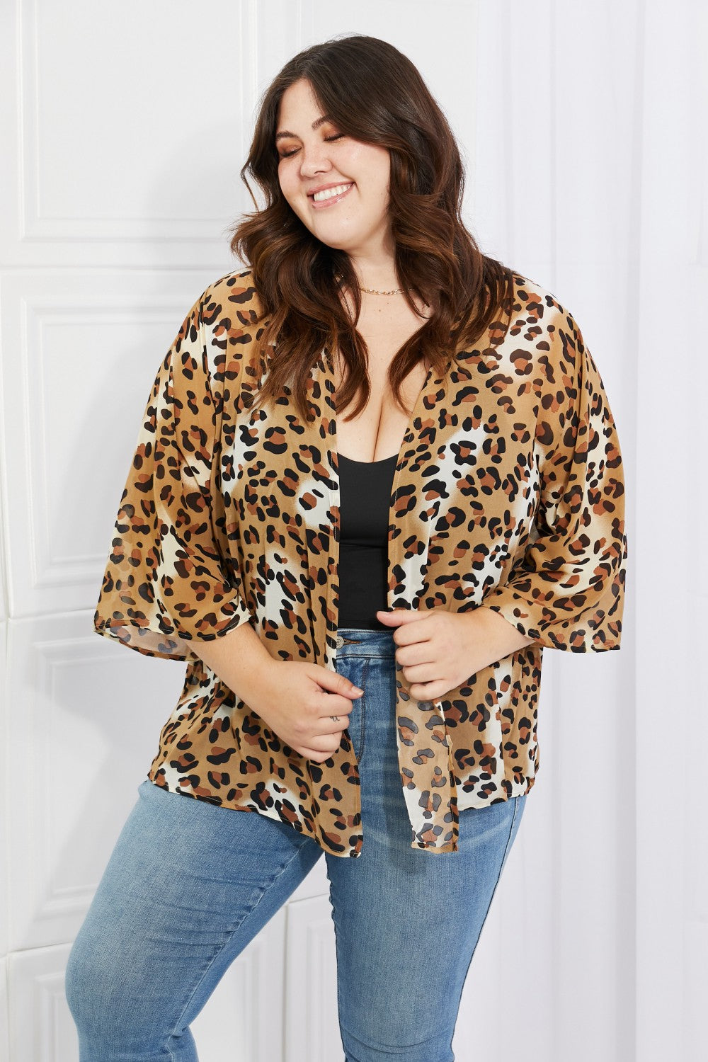 Melody Wild Muse Animal Print Kimono in Camel