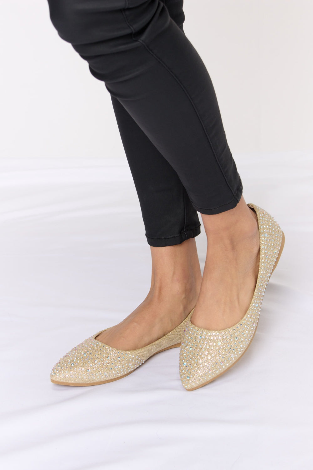 Forever Link Rhinestone Pointed Toe Ballet Flat Slip-Ons