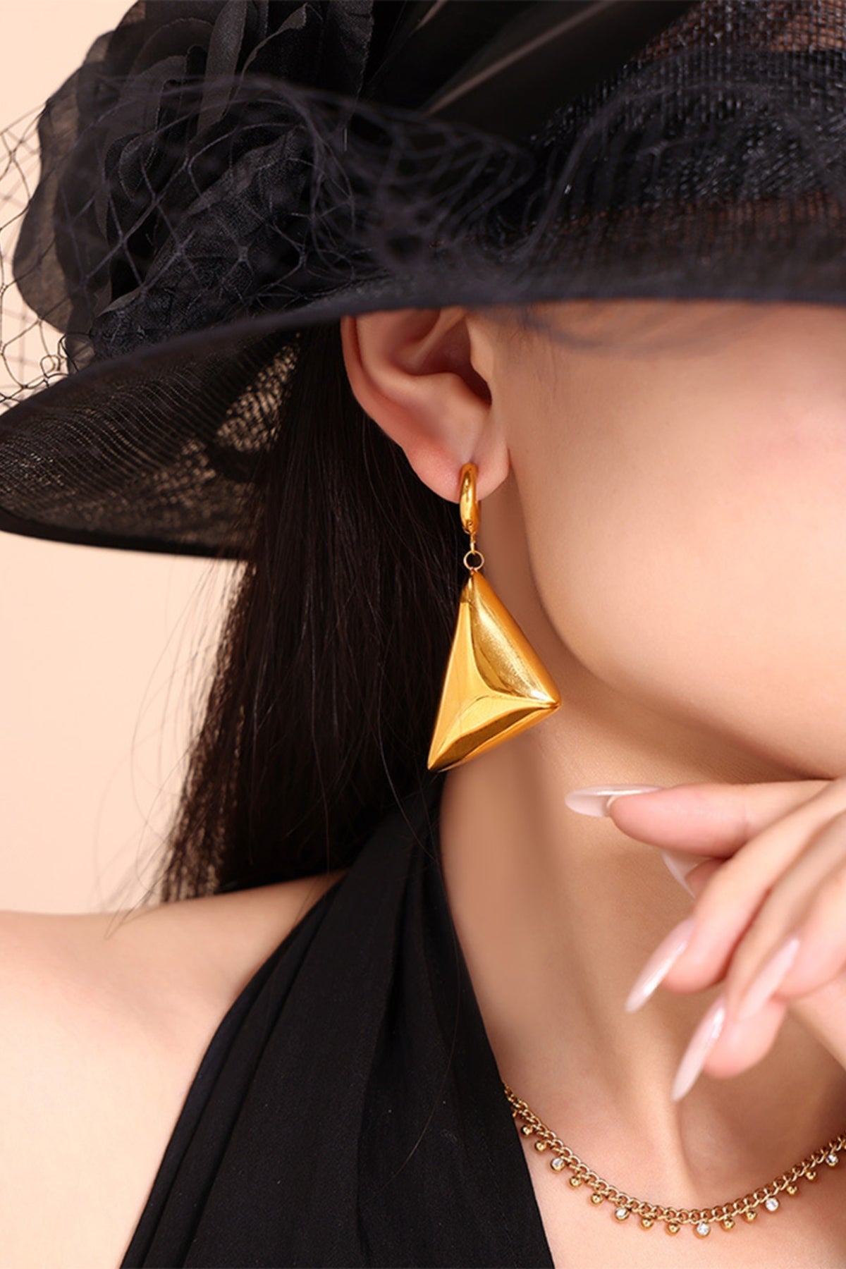 KayBee & Compan 18K Triangle Dangle Earrings