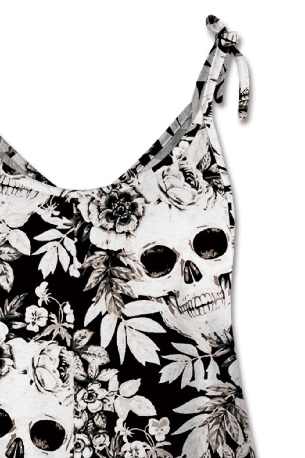 KayBee So Spooky Halloween Camisole Tank BW Floral Skulls Scoop Neck