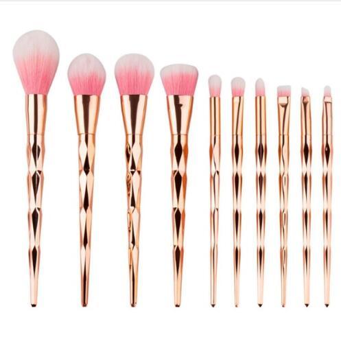 KayBee & Company Diamond / Rose Gold Makeup Brushes Set, Mermaid Tail Brush