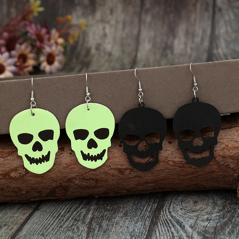 KayBee So Spooky Halloween 2-Pairs of Leather Skull Dangle Earrings