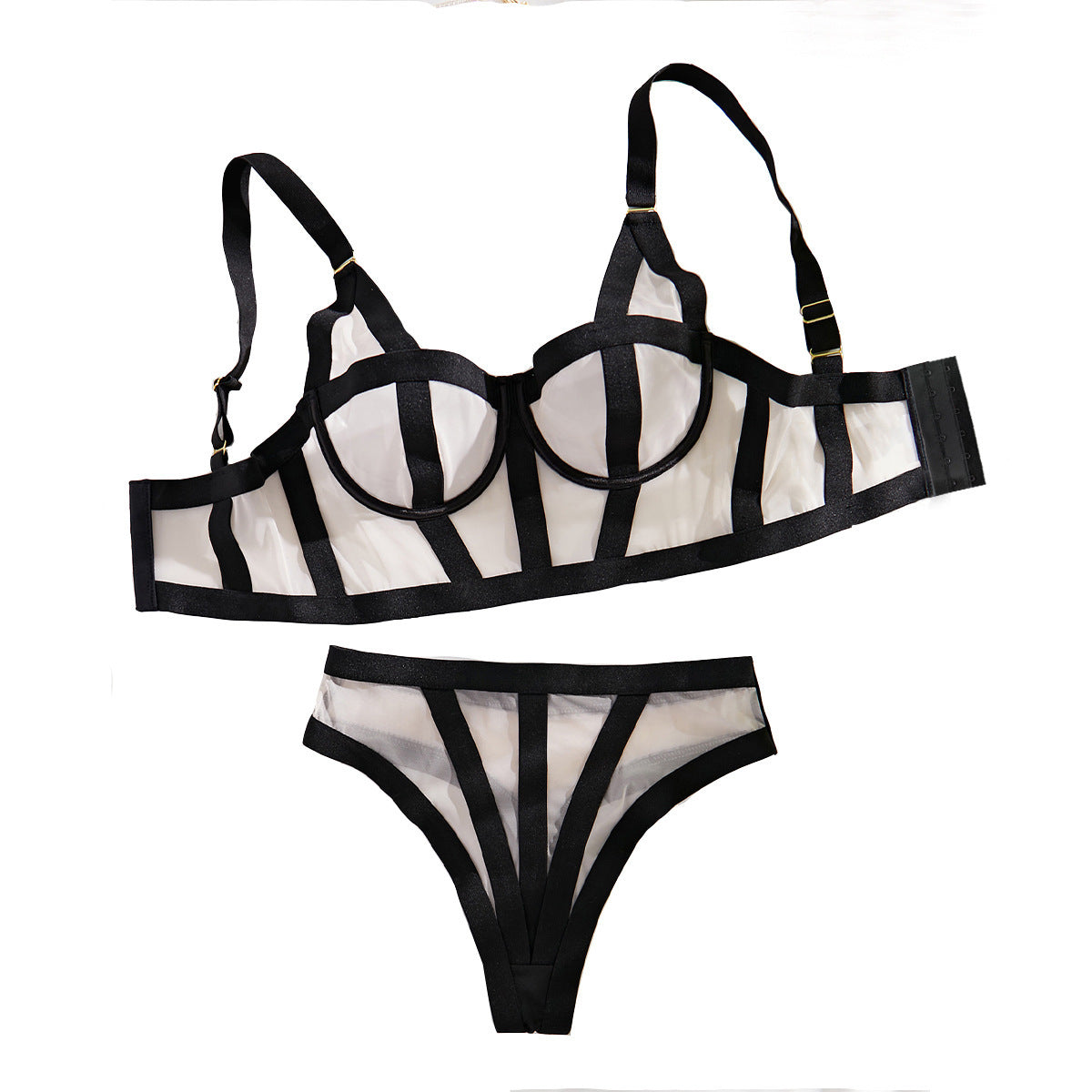 KayBee Shapewear Mesh Splicing Nude/Black Shapewear Two-piece Set