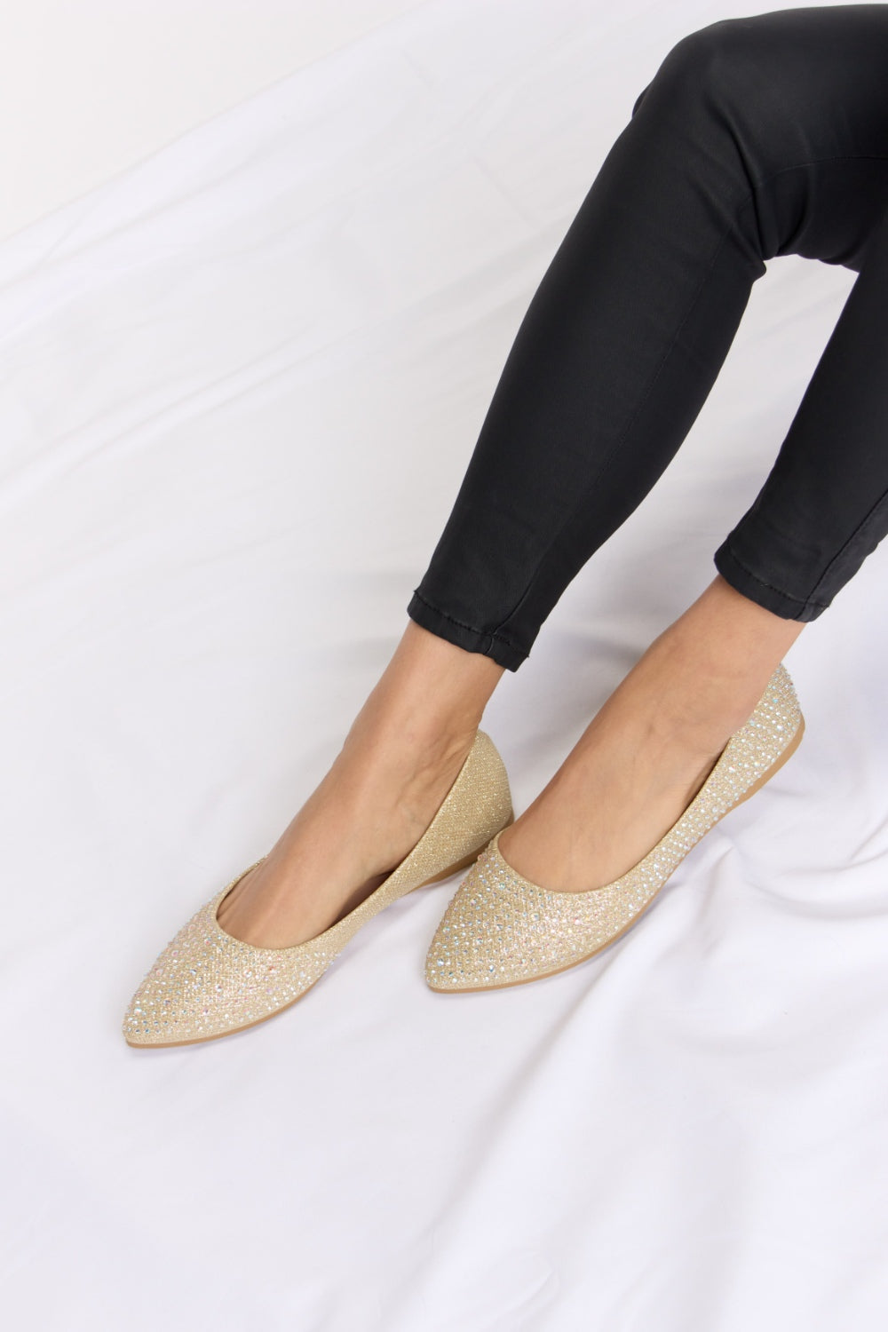 Forever Link Rhinestone Pointed Toe Ballet Flat Slip-Ons