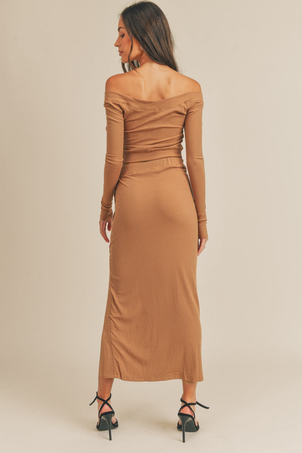 So Perfect MABLE Button Detail Crop Top and Slit Midi Skirt Set