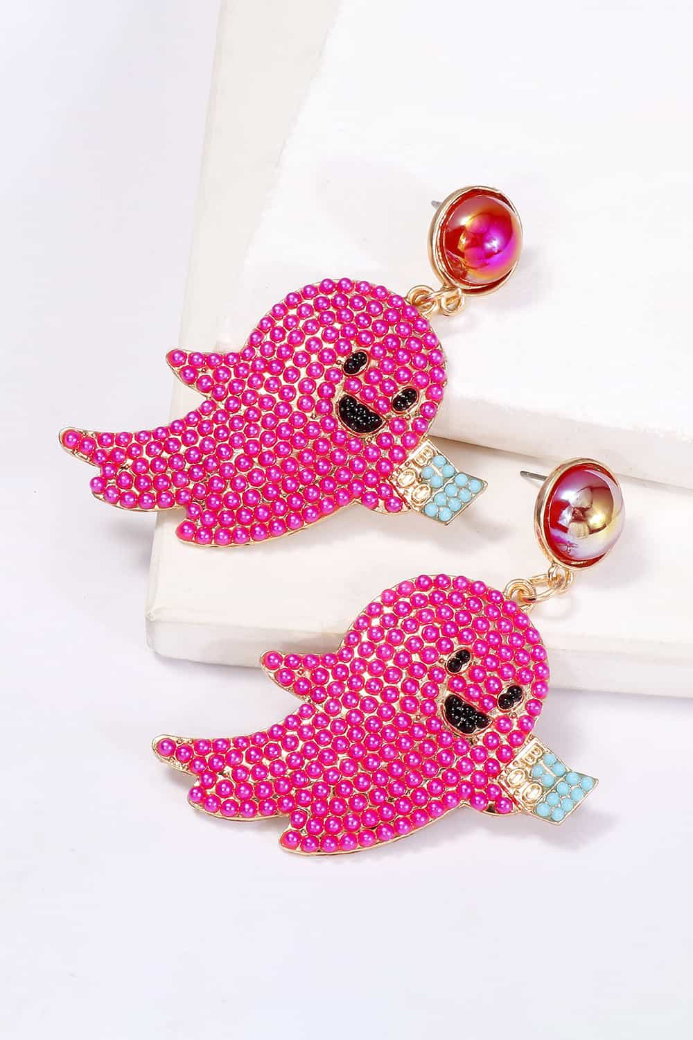 KayBee So Spooky Halloween Ghost Shape Synthetic Pearl Dangle Earrings