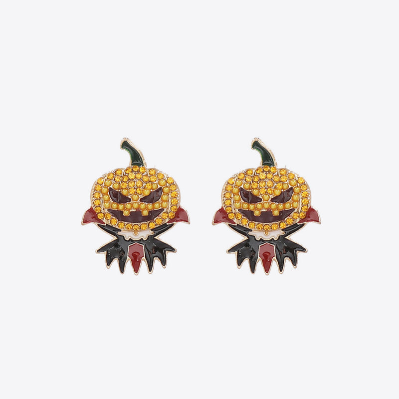 KayBee So Spooky Halloween Demon Pumpkin Rhinestone Alloy Earrings