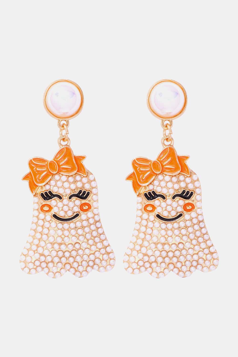 KayBee So Spooky Halloween Smiling Ghost Shape with Pearl Earrings