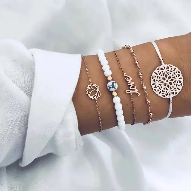 5-piece Bohemian Stack Bracelet Set