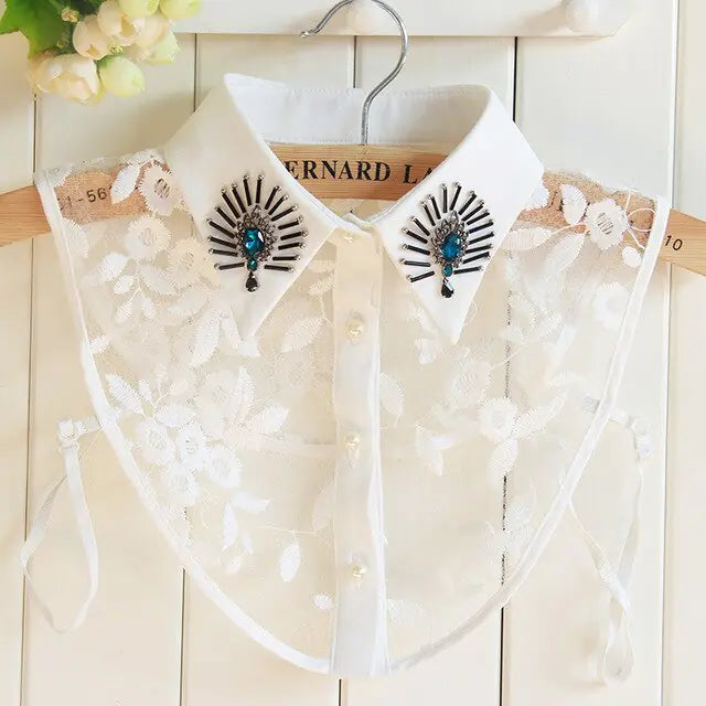 Vintage Style Detachable Silver Beaded Collar for Women