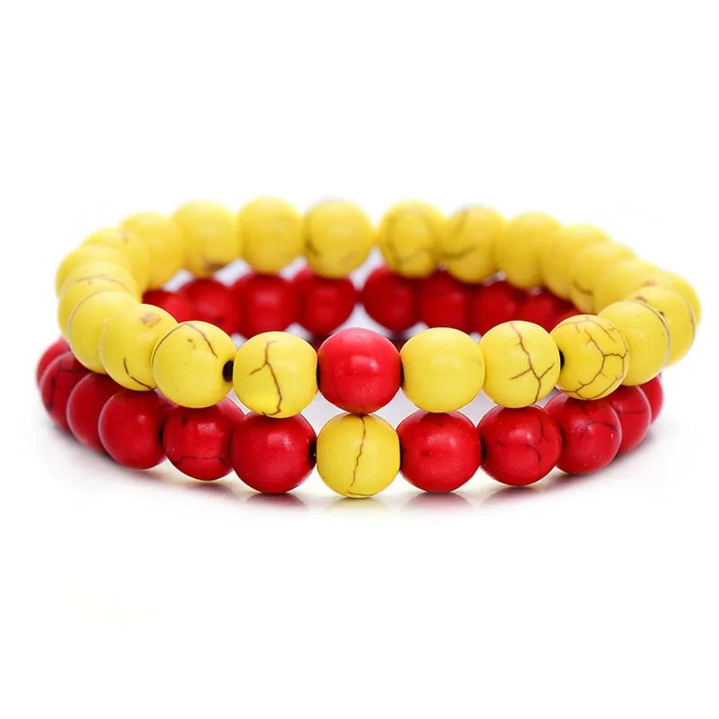 Unique Couples Beaded Crown Bracelet Set - One for Him, One for Her