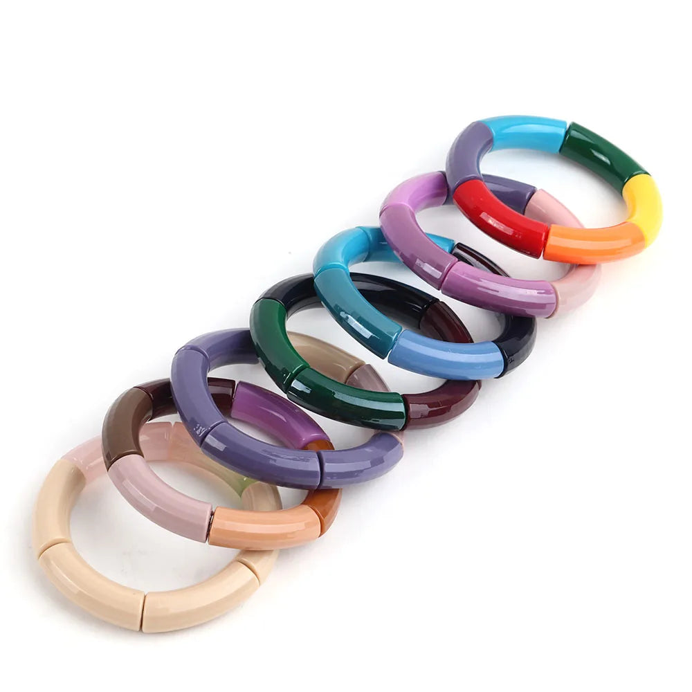 Vintage Boho Acrylic Bamboo Beads Bangles