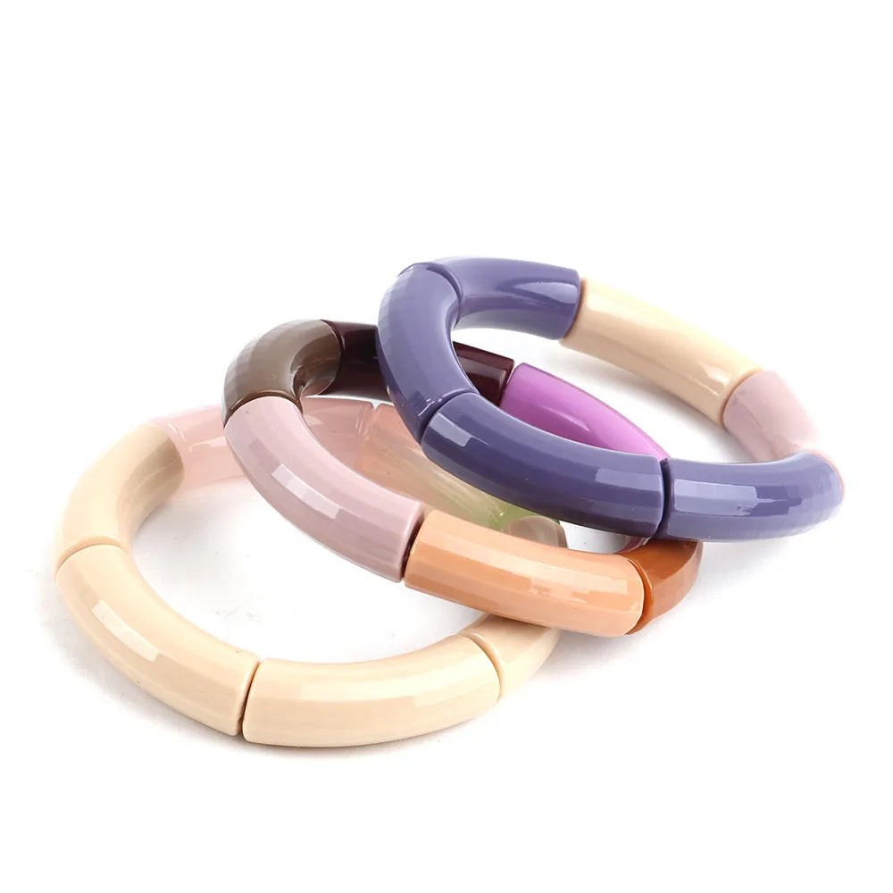 Vintage Boho Acrylic Bamboo Beads Bangles