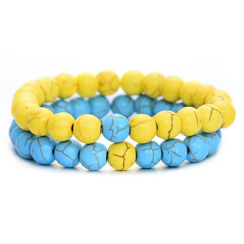 Unique Couples Beaded Crown Bracelet Set - One for Him, One for Her