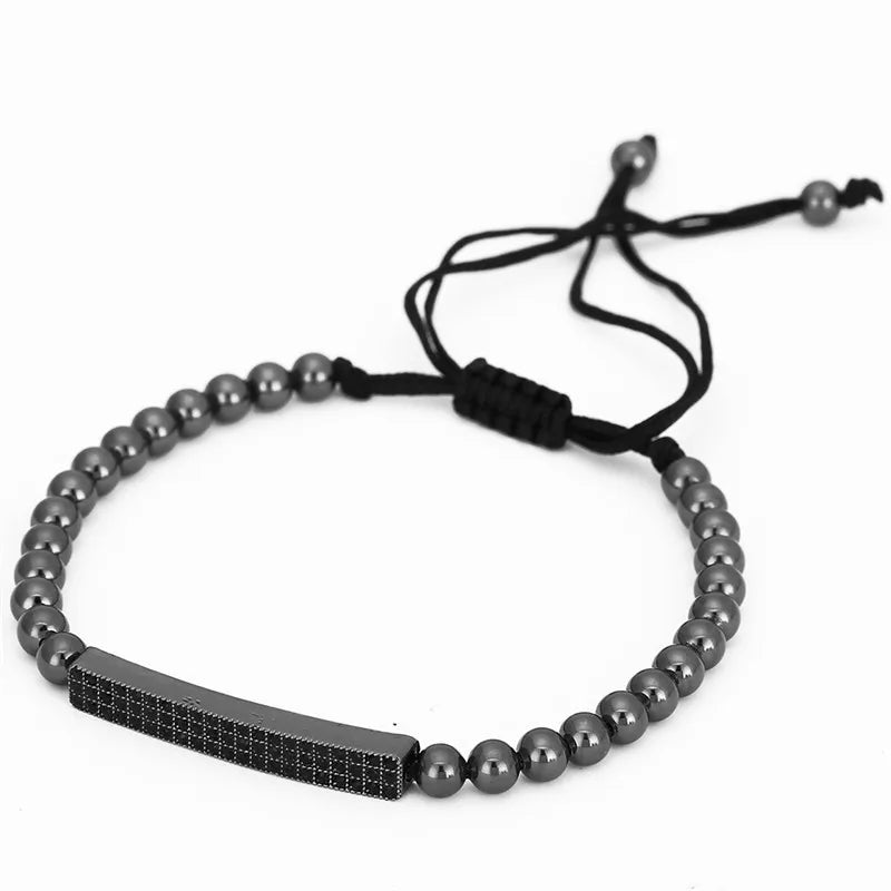 3 Piece Set - Men's Disco Ball & Bar Stainless Steel Matte Stone Bracelet