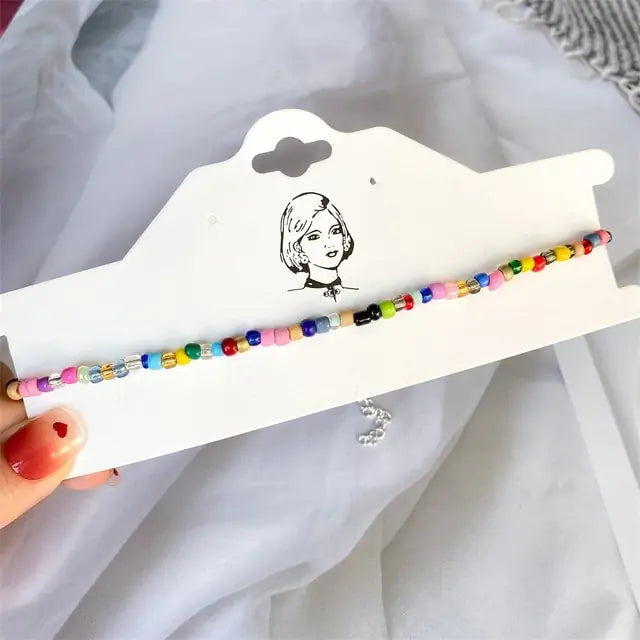 Radiant BoHo Style Colorful Beaded Pearl Choker