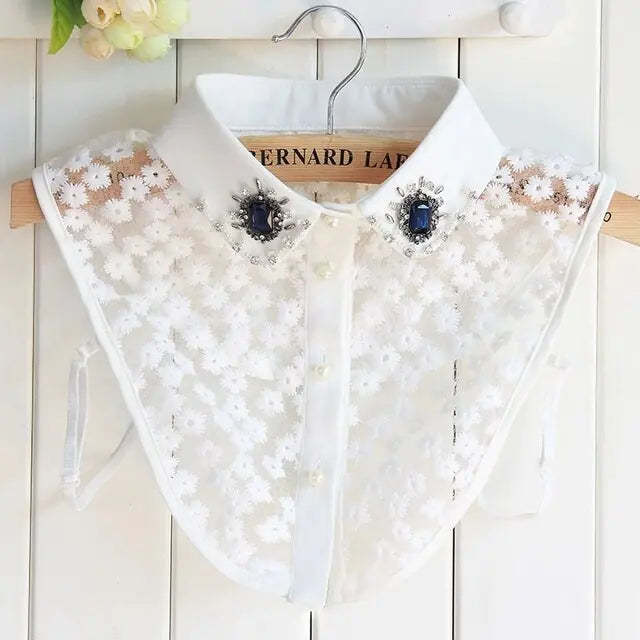 Vintage Style Detachable Silver Beaded Collar for Women