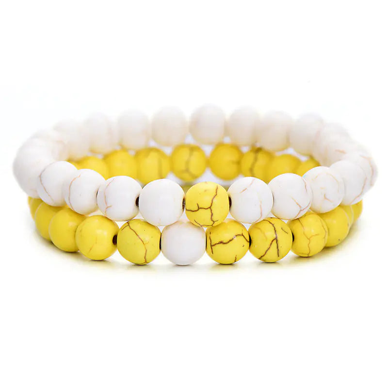 Unique Couples Beaded Crown Bracelet Set - One for Him, One for Her