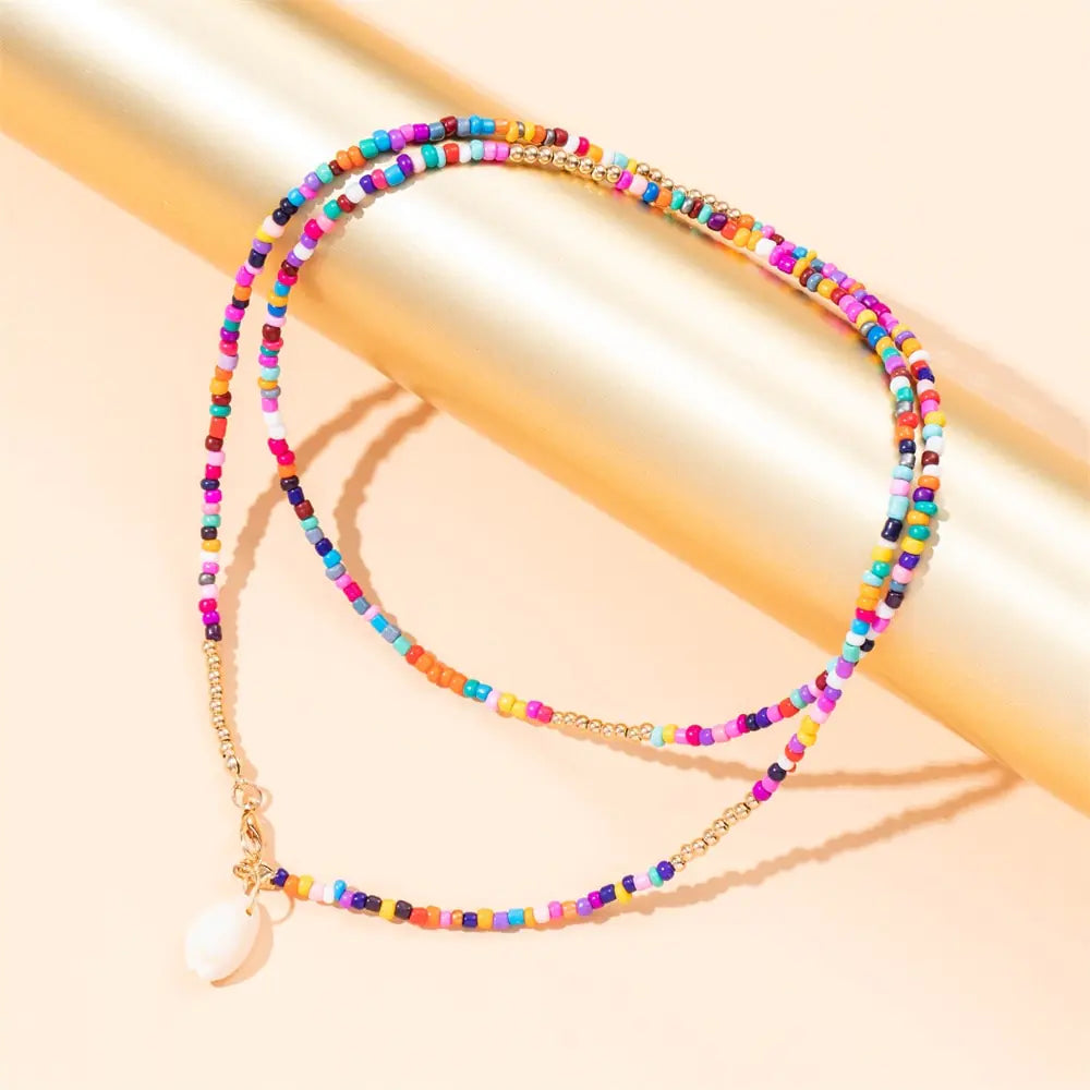 Radiant BoHo Style Colorful Beaded Pearl Choker
