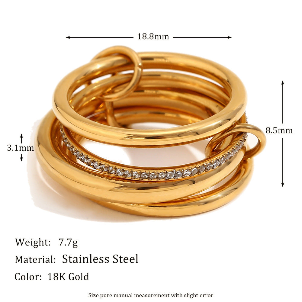 KayBee & Company 18K Four Layers Middle Diamond Ring