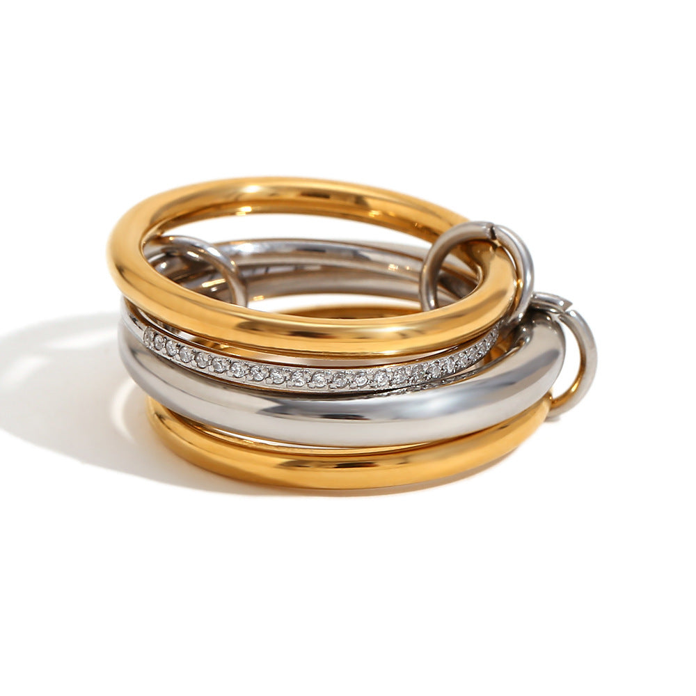 KayBee & Company 18K Four Layers Middle Diamond Ring