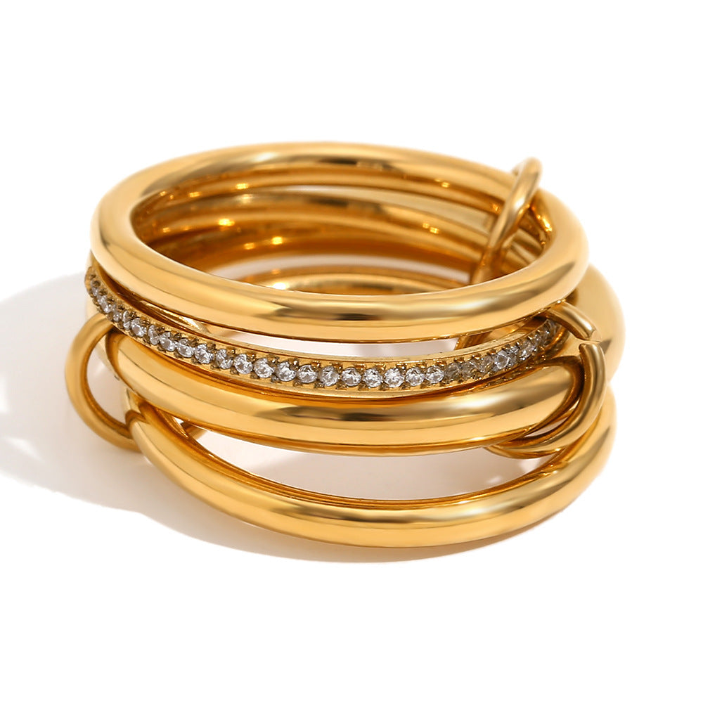 KayBee & Company 18K Four Layers Middle Diamond Ring