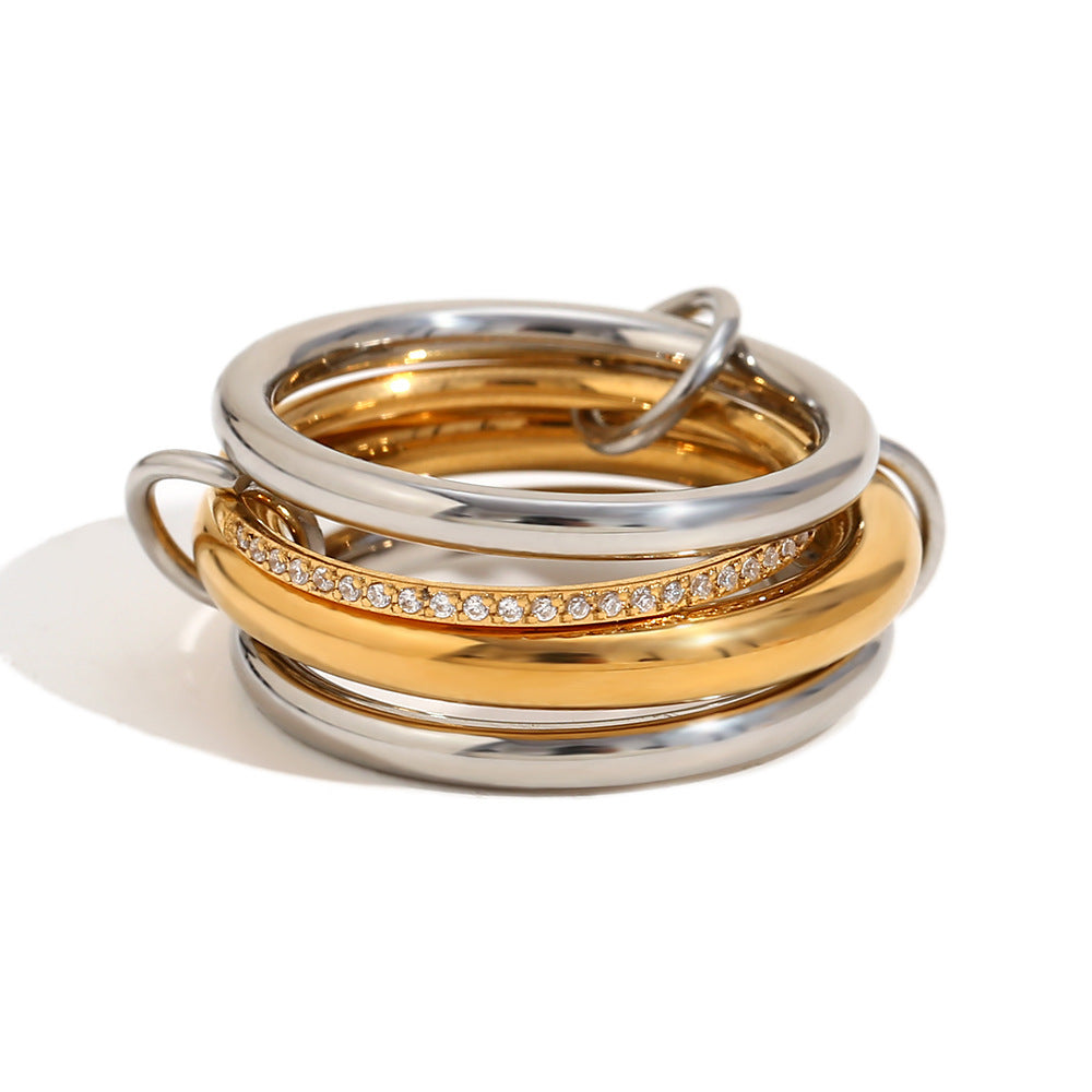 KayBee & Company 18K Four Layers Middle Diamond Ring