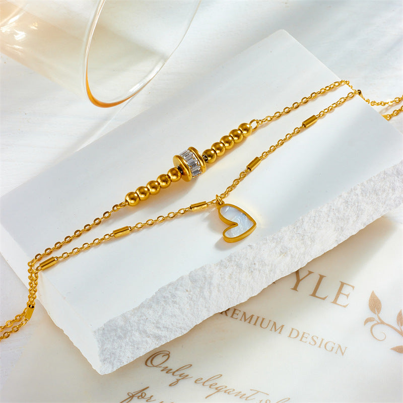 Boho Classic Love Heart Anklet - Double Layer