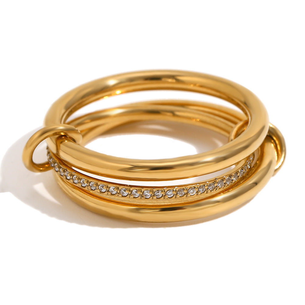 KayBee & Company 18K Four Layers Middle Diamond Ring