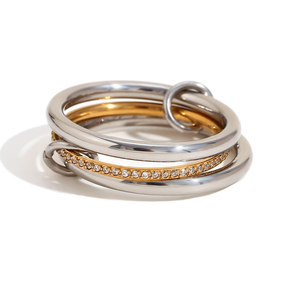 KayBee & Company 18K Four Layers Middle Diamond Ring