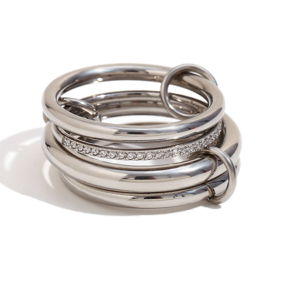 KayBee & Company 18K Four Layers Middle Diamond Ring