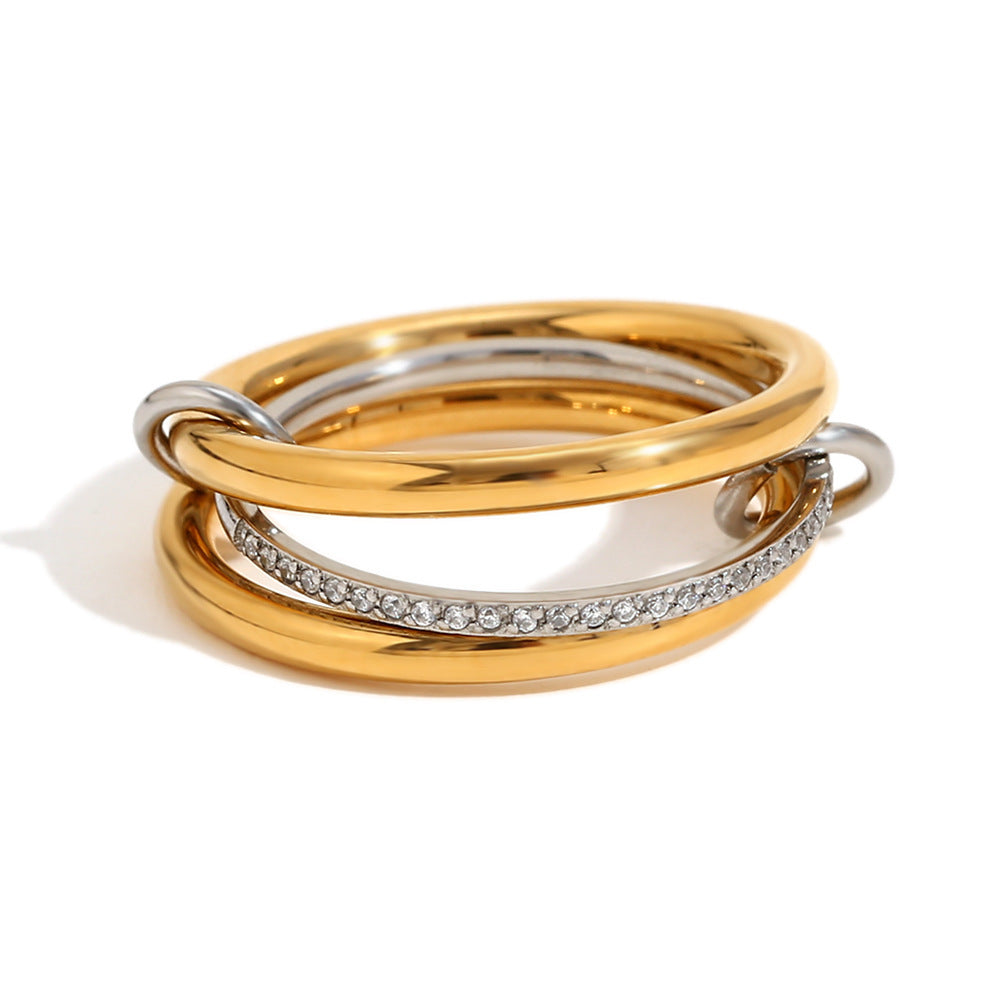 KayBee & Company 18K Four Layers Middle Diamond Ring