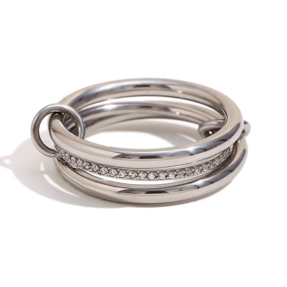 KayBee & Company 18K Four Layers Middle Diamond Ring