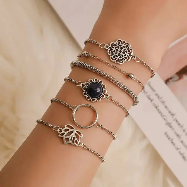 5-piece Bohemian Stack Bracelet Set