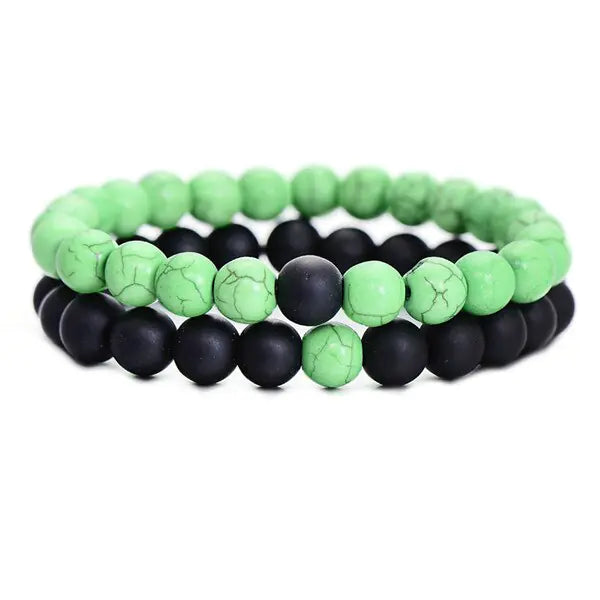 Unique Couples Beaded Crown Bracelet Set - One for Him, One for Her