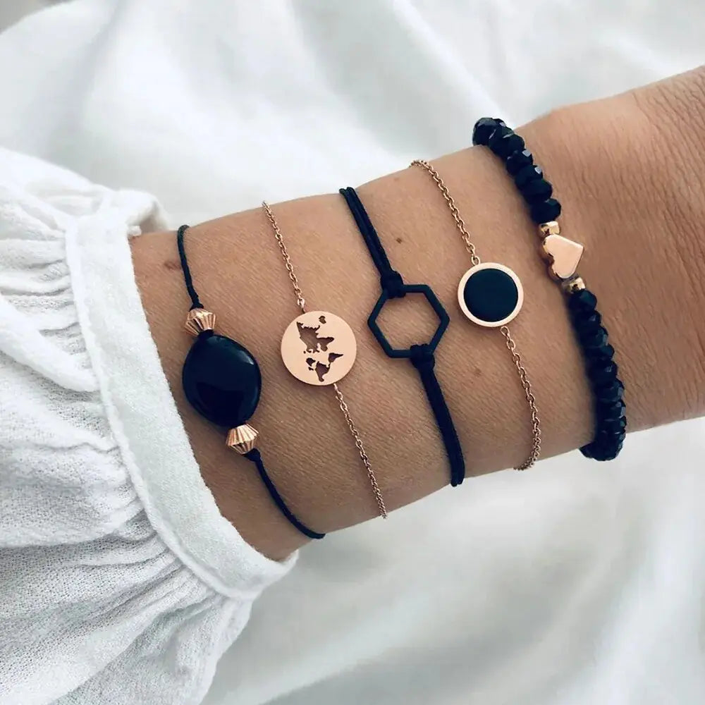 5-piece Bohemian Stack Bracelet Set