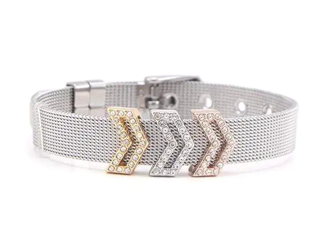 3 Chevron Pavé Silver Bracelet