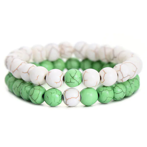 Unique Couples Beaded Crown Bracelet Set - One for Him, One for Her