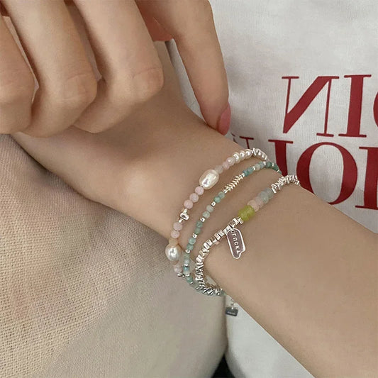 Colorful Crystal Irregular Pearl Beaded Bracelet