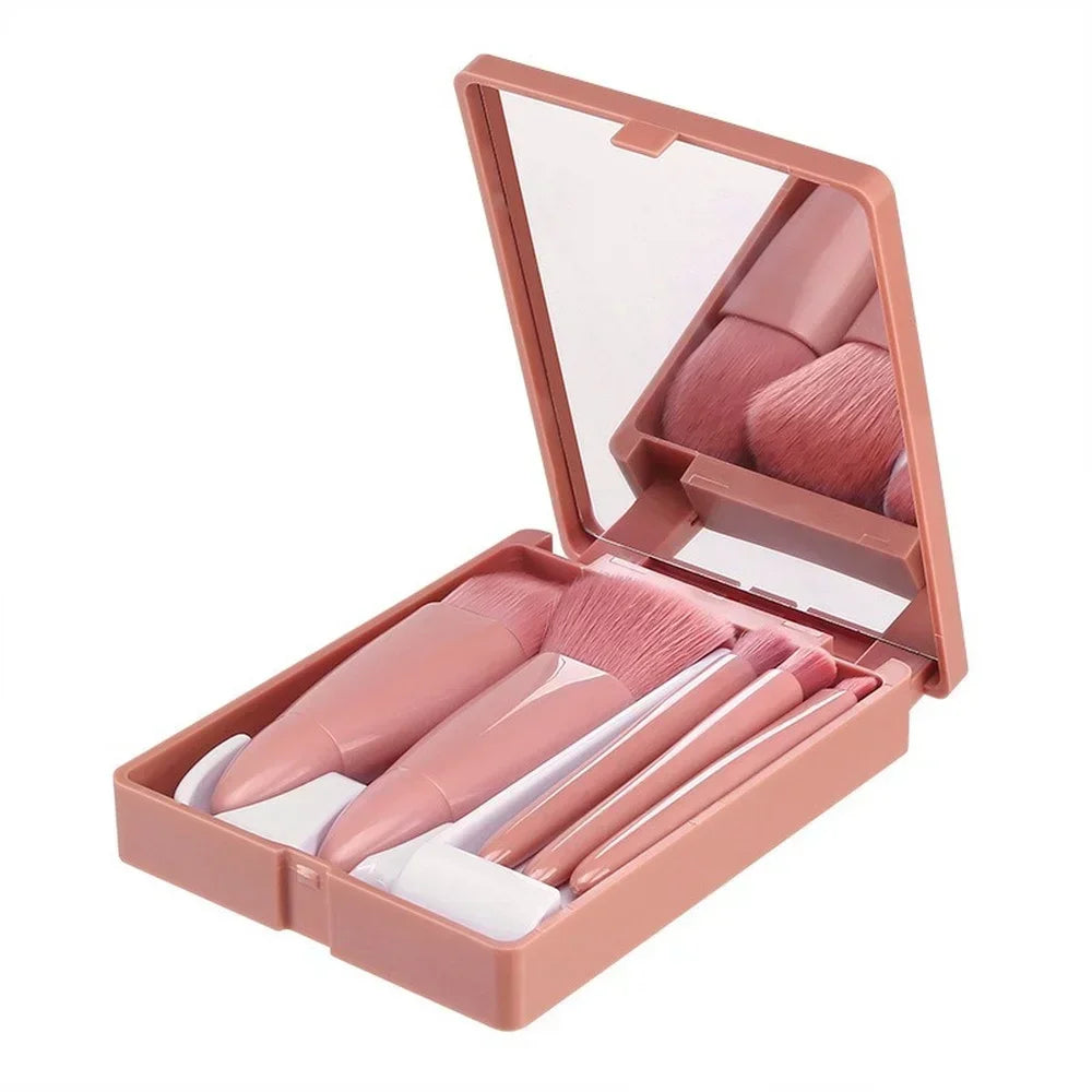 5 Makeup Brushes - Portable Mini Foundation & Eyeshadow Brush Set